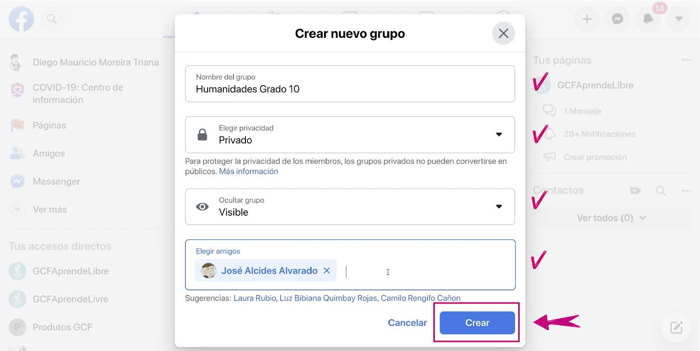 Cómo crear un grupo en Facebook